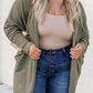 Seagrass Waffle Knit Drop Shoulder Open Front Pocketed Plus Size Cardigan