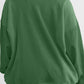 Blackish Green Loose Patchwork Crewneck Plus Size Sweatshirt