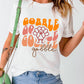 White Gobble Thanksgiving Turkey Graphic Cotton Blend T Shirt