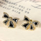 Black Rhinestone Bow Knot Stud Earrings