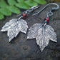 Silvery Vintage Leaf Beaded Hook Drop Earrings