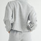 Light Grey Stand Neck Zipped Sweatshirt and Shorts Set