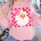 Pink Fancy Checkered Father Christmas Graphic Sweatshirt