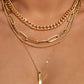 Gold Multi Layered Bar Pendant Plated Chain Necklace