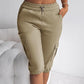 Side Pockets Drawstring Waist Cropped Cargo Pants