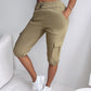 Side Pockets Drawstring Waist Cropped Cargo Pants