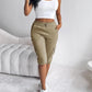 Side Pockets Drawstring Waist Cropped Cargo Pants