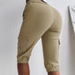 Side Pockets Drawstring Waist Cropped Cargo Pants