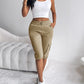 Side Pockets Drawstring Waist Cropped Cargo Pants