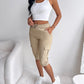 Side Pockets Drawstring Waist Cropped Cargo Pants