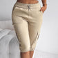 Side Pockets Drawstring Waist Cropped Cargo Pants