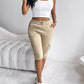 Side Pockets Drawstring Waist Cropped Cargo Pants