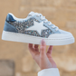 Silvery Star Glitter Patchwork Lace-up Sneakers