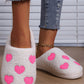 Pink Heart Pattern Valentines Fuzzy Winter Slippers