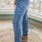 Dusk Blue Drawstring Waist Pocketed Plus Size Denim Joggers