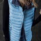 Sky Blue Plush Collared Quilted Zipped Puffer Vest