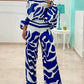 Colorblock Skew Neck Batwing Sleeve Top & Straight Leg Pants Set