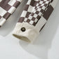 Brown Checkered Print Patchwork Corduroy Shacket