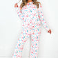 White Christmas Pattern Long Sleeve Top and Wide Leg Pants Set