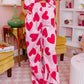 Pink Classic Heart Valentines Short Sleeve Pants Pajamas Set