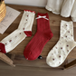 Racing Red Sweet Lettuce Trim Soft Crew Socks