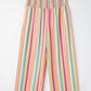 Multicolor Striped Smocked High Waist Wide Leg Pants