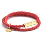 Red Clay Metal Decor PU Leather Braided Bracelet