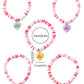 Pink Heart Shape Charm Beaded Multi Layer Bracelet Set