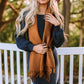 Chestnut Bohemian Fringe Trim Textured Scarf