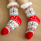 Fiery Red Christmas Pattern Plush Lined Winter Socks