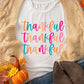 White Thankful Printed Crewneck Thanksgiving T Shirt