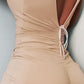 V Neck Sleeveless Bodycon Dress Ruched Drawstring Mini Dress