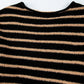 Black Stripe Drop Shoulder Round Neck Loose Sweater