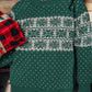 Green Christmas Snowflake Pattern Drop Shoulder Plus Size Sweater