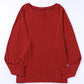 Red Solid Color Patchwork Long Sleeve Top