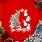 Red Christmas Tree Snowman Printed Crewneck T Shirt