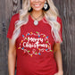 Red Merry Christmas Lights Print Crew Neck T Shirt