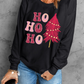 Black HO HO HO Christmas Tree Graphic Pullover Sweatshirt