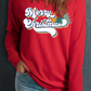 Red Merry Christmas Graphic Crew Neck Pullover Sweatshirt