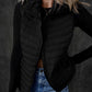 Black Plush Collared Quilted Zipped Puffer Vest