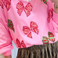 Bonbon Sequin Bowknot Patched Graphic Christmas Sweatshirt