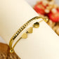 Gold Triple Heart Double Layer Adjustable Chain Bracelet