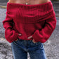 Racing Red Off-the-shoulder Knit Sweater