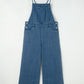 Dusk Blue Adjustable Tie Straps Cropped Wide Leg Denim Overalls