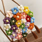 Coffee Colorful Flower Crochet Tasseled Shoulder Bag