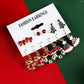 Racing Red 6 Pairs/Set Christmas Tree Wreath Bell Bow Knot Earring Set