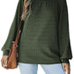 Green Scoop Neck Puff Sleeve Waffle Knit Top