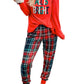 Multicolor ALL IS BRIGHT Graphic Christmas Plaid Pajamas Set