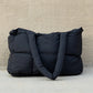 Color black Solid Quilted Puffy Zipped Large Tote Bag