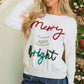 White Tinsel Merry and Bright Graphic Christmas Sweater